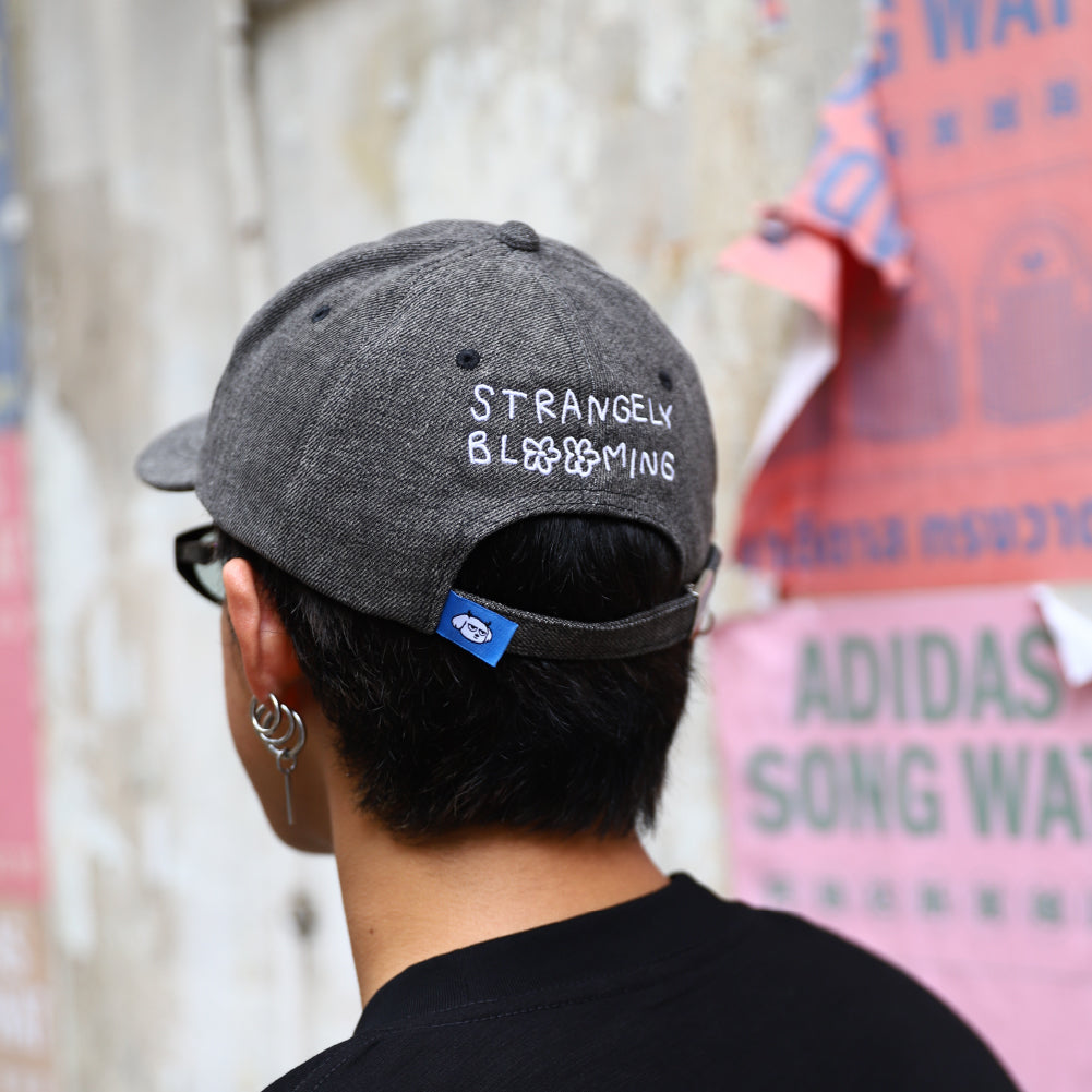 Strangely Blooming Washed Denim Cap