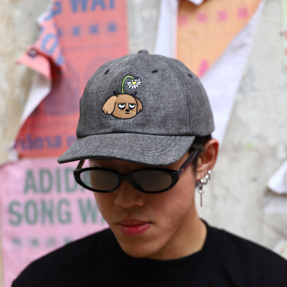 Strangely Blooming Washed Denim Cap