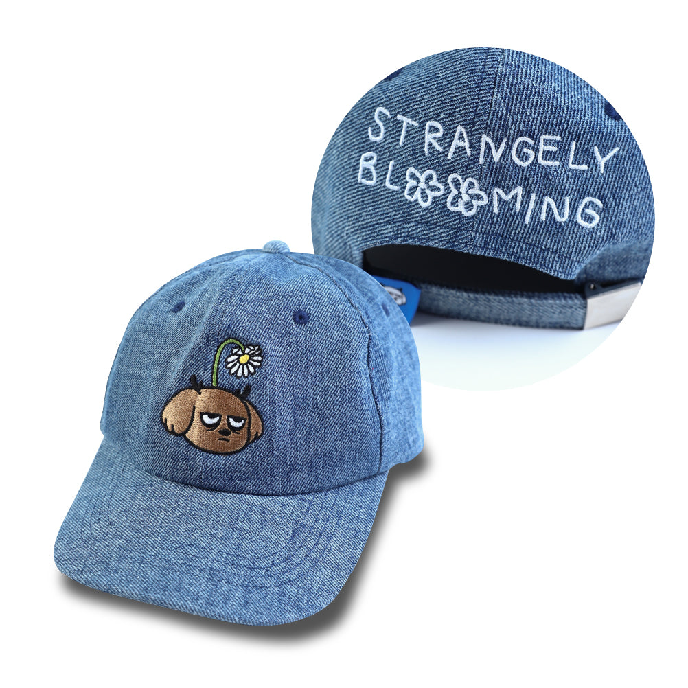 Strangely Blooming Washed Denim Cap